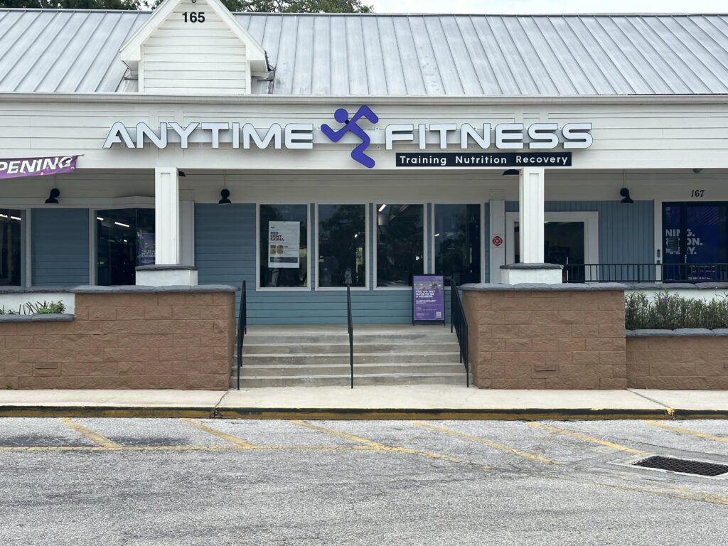 Outside of Anytime Fitness at 165 Wekiva Springs Rd in Longwood, FL, home of REV Physical Therapy’s Wekiva Springs clinic